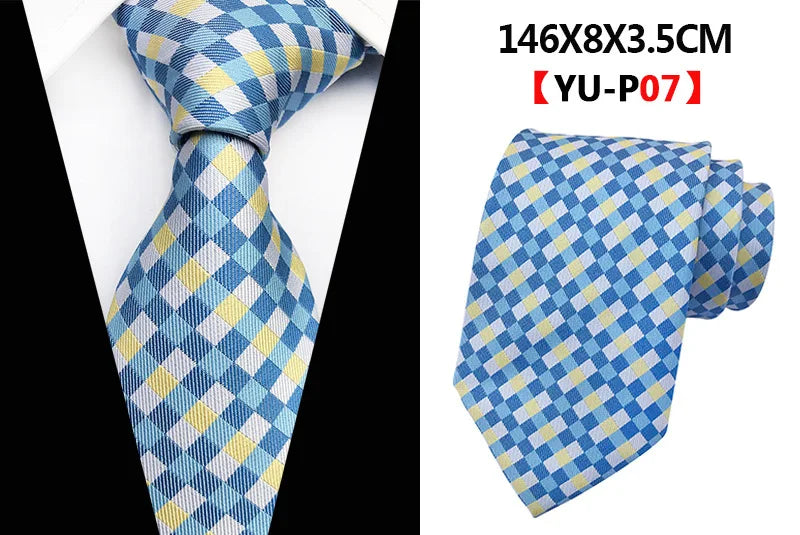 Corbatas de seda tejidas en jacquard con diseño de cachemira a cuadros para hombre, corbatas de 8 cm a rayas para trajes de negocios, bodas y fiestas.