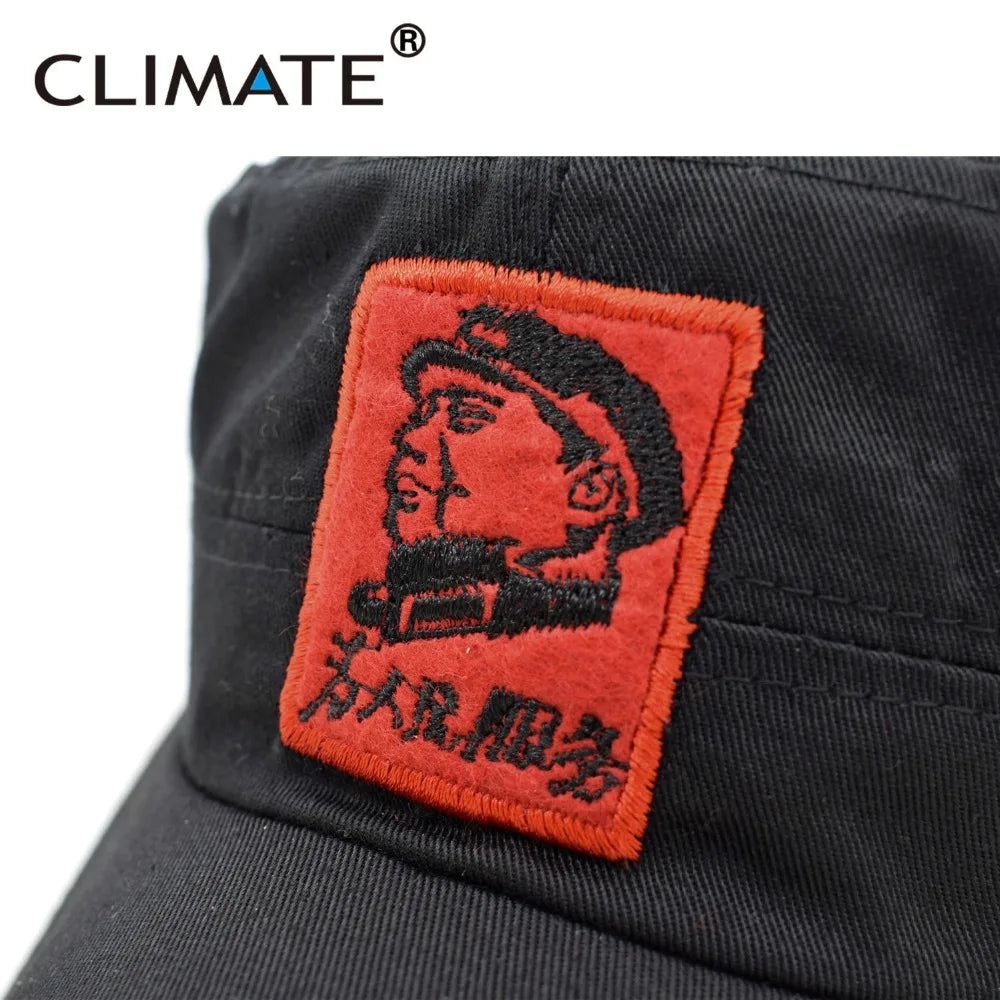 CLIMAT Nouvelles casquettes militaires cool pour hommes, casquette du président chinois Mao Zedong, casquette verte de l'armée, casquette à dessus plat, chapeau pour adulte du Parti communiste