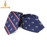 Cravates de luxe pour hommes, motif ancre tissé, pour hommes, cravates fines, cravate fine en polyester jacquard, cravates de mariage Corbata Gravata