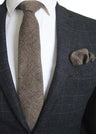 Cravate en laine Ricnais 8 cm, motif écossais solide, pour homme, ensemble cravate et mouchoir en cachemire de qualité, idéal pour une fête de mariage