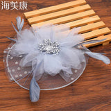 Haimeikang Fascinators Chapeau Femmes Fleur Maille Rubans Plumes Chapeau Bandeau Ou un Clip Cocktail Thé Fête Headwewar pour Filles