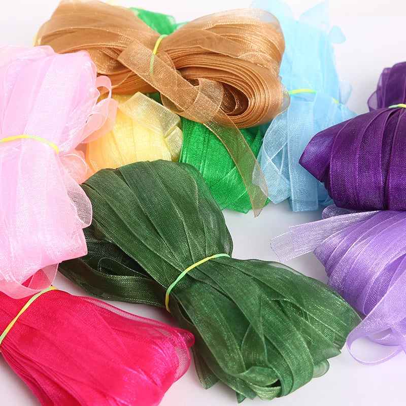 Ruban en organza 20/50 yards, vente en gros, pour décoration de mariage, de Noël, emballage, rubans de soie 3 mm-38 mm, couture, dentelle