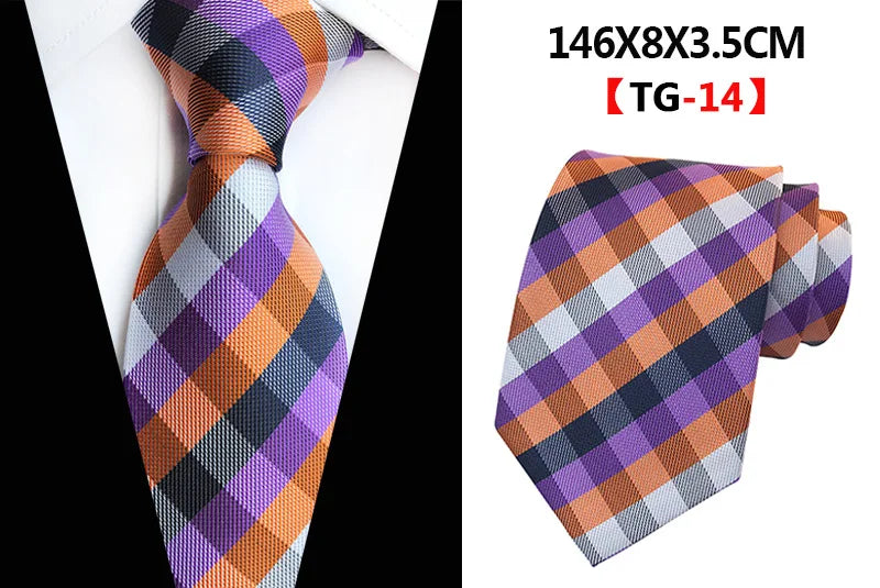 Corbatas de seda tejidas en jacquard con diseño de cachemira a cuadros para hombre, corbatas de 8 cm a rayas para trajes de negocios, bodas y fiestas.