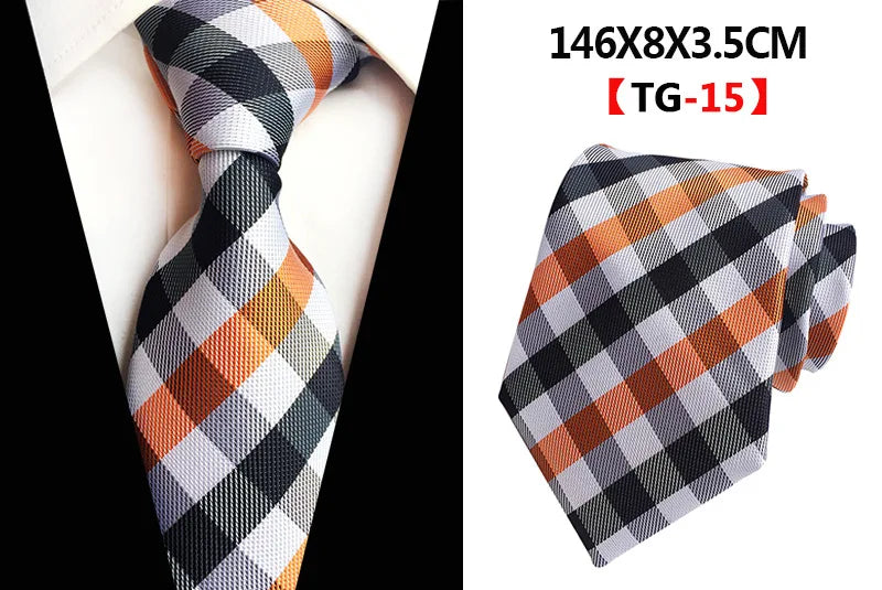 Corbatas de seda tejidas en jacquard con diseño de cachemira a cuadros para hombre, corbatas de 8 cm a rayas para trajes de negocios, bodas y fiestas.