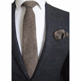 Cravate en laine Ricnais 8 cm, motif écossais solide, pour homme, ensemble cravate et mouchoir en cachemire de qualité, idéal pour une fête de mariage