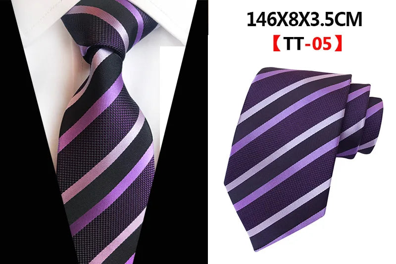 Corbatas de seda tejidas en jacquard con diseño de cachemira a cuadros para hombre, corbatas de 8 cm a rayas para trajes de negocios, bodas y fiestas.