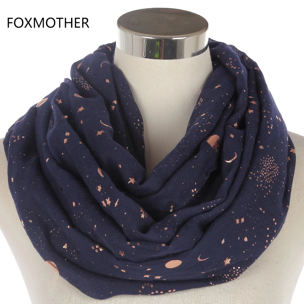 Foulard tendance FOXMOTHER 2021, motif étoile, lune, feuille d'or, pour femme, cadeau de Noël