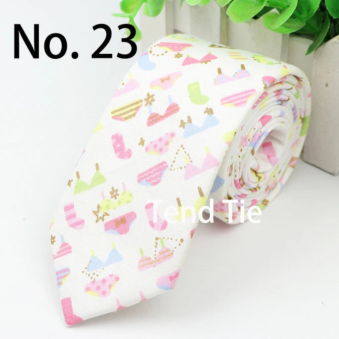 Cotton Men's Colourful Tie Duck Dog Fruit Flower Ties Narrow Kids Children Necktie Slim Skinny Cravate Narrow Thick Neckties