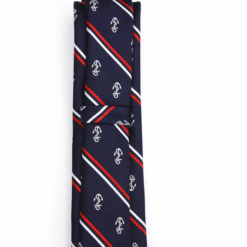 Cravates de luxe pour hommes, motif ancre tissé, pour hommes, cravates fines, cravate fine en polyester jacquard, cravates de mariage Corbata Gravata