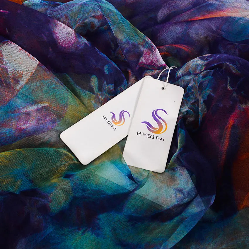 [BYSIFA] Foulard en soie pour femme, nouveau foulard long, marque de mode, élégant, violet, bleu, pour la plage