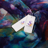 [BYSIFA] Foulard en soie pour femme, nouveau foulard long, marque de mode, élégant, violet, bleu, pour la plage