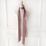 Luna&Dolphin Women Narrow Long Scarf 200x5cm Solid Color Chiffon Silk Rubber Red Tie Black Bag Ribbon Headbands Choker Streamer
