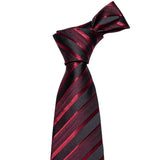 Cravate de luxe pour homme, ensemble de boutons de manchette et mouchoir en soie à rayures rouges, style business, Barry.Wang, accessoire tendance pour mariage, fête, décontracté