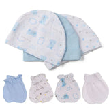 Unisex Newborn Cotton Baby Boys Sleep Headwear Solid Color Fitted Hats+Gloves Set Baby Girls Nightcap Cartoon Baby Accessories