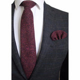 Cravate en laine Ricnais 8 cm, motif écossais solide, pour homme, ensemble cravate et mouchoir en cachemire de qualité, idéal pour une fête de mariage