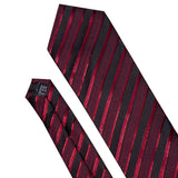 Cravate de luxe pour homme, ensemble de boutons de manchette et mouchoir en soie à rayures rouges, style business, Barry.Wang, accessoire tendance pour mariage, fête, décontracté