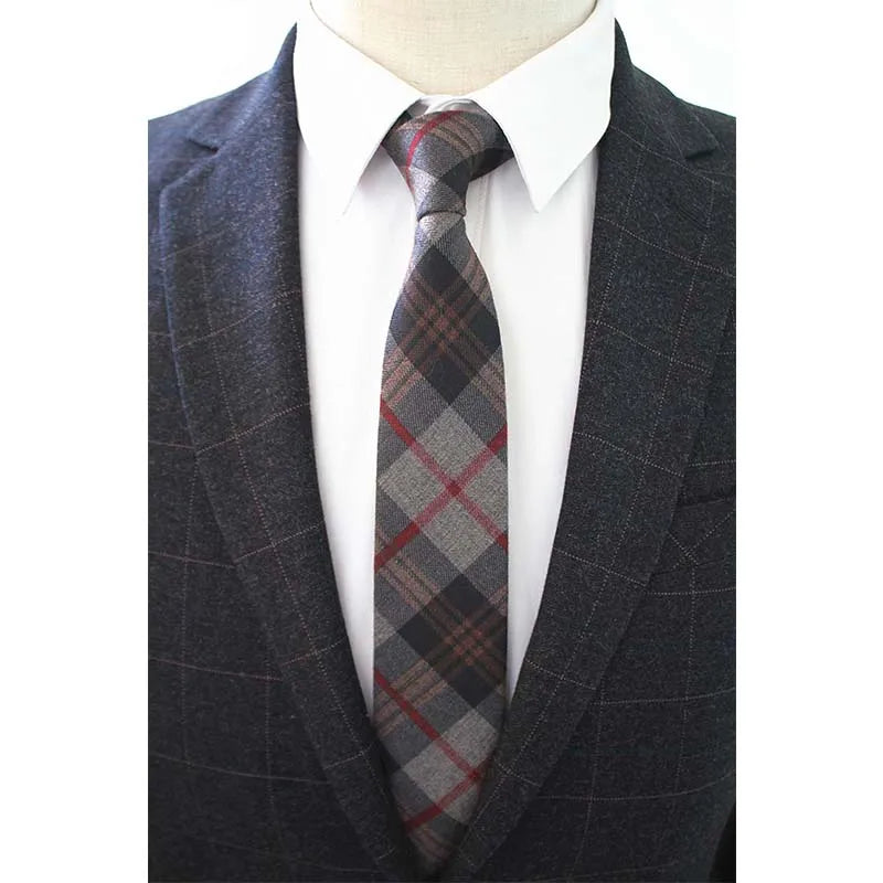 JEMYGINS Original Haute Qualité Coton 2.4'' Skinny Plaid Solide Cachemire Cravate Laine Hommes Cravate Pour Jeunes Réunion de Travail