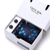 Cravates de marque 100 % soie, coffret cadeau, bureau, homme, classique, fête, mariage, rayées, 7,5 cm, soie, mariage, motif floral, cravate, mouchoir