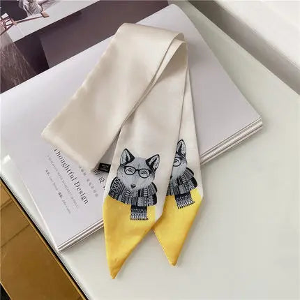 Foulard en soie imprimé animal pour femme, nouveau style décoratif, petit foulard en soie, pour les affaires en Europe et en Amérique