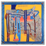 Écharpe en soie sergée roulée à la main pour femme, foulard carré imprimé selle, bandana, hijab, 90 cm