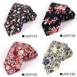 Nouvelle cravate florale pour hommes et femmes, cravate fine en coton pour mariage, cravates décontractées pour hommes, costumes classiques, cravates à imprimé floral