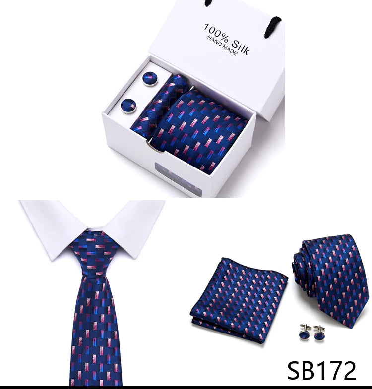 Cravates de marque 100 % soie, coffret cadeau, bureau, homme, classique, fête, mariage, rayées, 7,5 cm, soie, mariage, motif floral, cravate, mouchoir