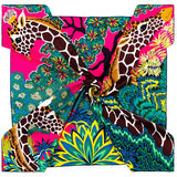 POBING Manual Hand Rolled Twill Silk Scarf Women Three Giraffes Square Scarves Echarpes Foulards Femme Wrap Bandana Hijab 90CM
