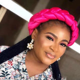 Exaggerated Big Braid Head Band African Raw Silk Turban Cap for Women Lady Nigeria Wedding Party Headpiece Female Headband Mujer