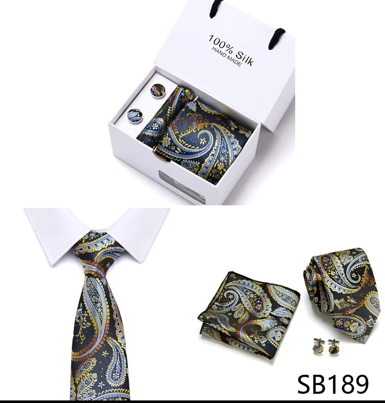 Cravates de marque 100 % soie, coffret cadeau, bureau, homme, classique, fête, mariage, rayées, 7,5 cm, soie, mariage, motif floral, cravate, mouchoir