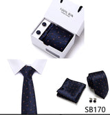 Cravates de marque 100 % soie, coffret cadeau, bureau, homme, classique, fête, mariage, rayées, 7,5 cm, soie, mariage, motif floral, cravate, mouchoir