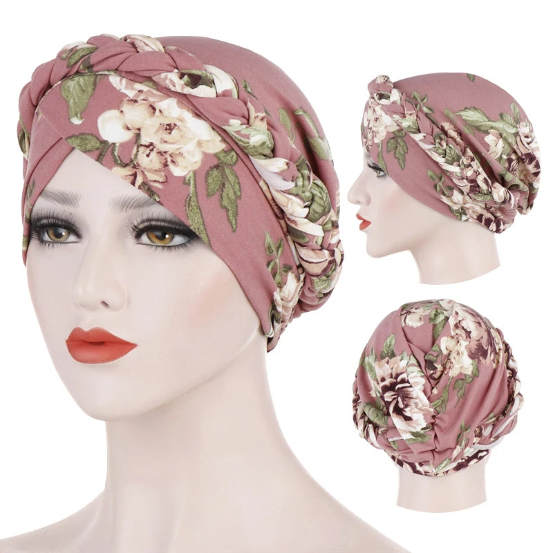 Foulard turban musulman en coton imprimé pour femmes, hijab intérieur islamique, foulards arabes pour la tête, femme musulmane turbante mujer