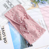 AWAYTR Women's Headbands Pearls Head Bands Knitted Turban Bandana Autumn Winter Elastic Hairband Warm Hair Accessories Headdress