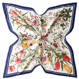 130cm 100% Twill Silk Scarves Luxury Floral Square Scarf Women Brand Hijab Scarf Shawl  Design Bandana Foulard Pashmina For Lady