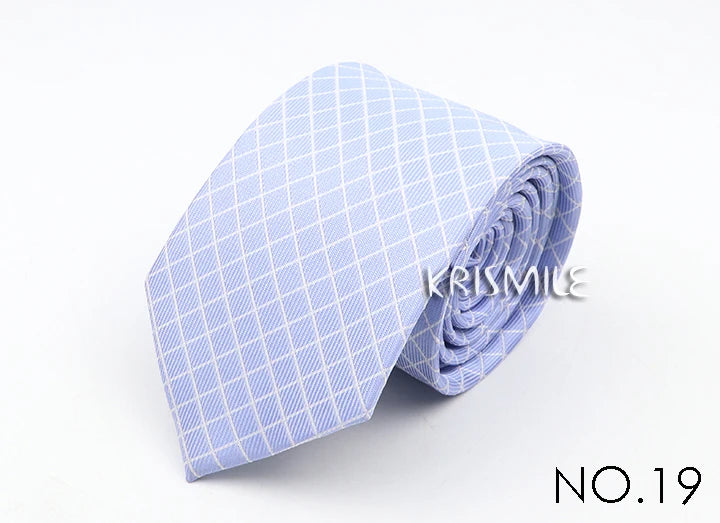 Nouvelle cravate classique à rayures et pois pour homme, jacquard, 7 cm, en polyester, étroite, slim, pour mariage, marié, affaires, costume, chemise, cadeau