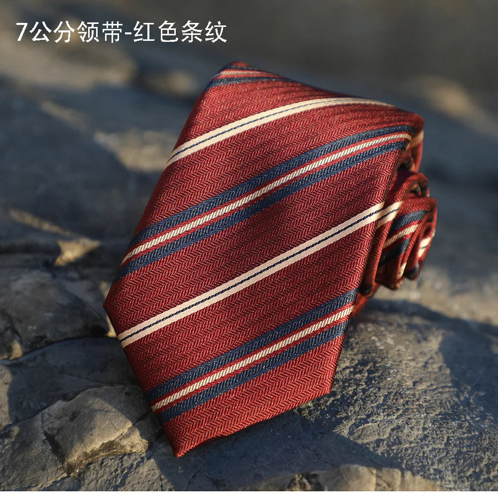 Corbata Hombre corbata 7cm cravates pour hommes de luxe rayures bleues cravate affaires Corbatas Para Hombre Mariage cadeau chemise accessoires