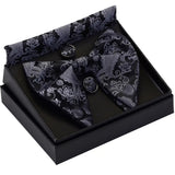 GUSLESON Ensemble de boutons de manchette et pochette pour homme, motif cachemire, bleu, rouge et jaune, avec boîte cadeau, cravate de mariage en soie pour homme
