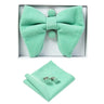 GUSLESON Velvet Big Bow Tie Men's Bowties Pocket Square Cufflinks Set with Gift Box Solid Red Yellow Necktie For Man Wedding
