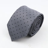 Nouvelle cravate classique à rayures et pois pour homme, jacquard, 7 cm, en polyester, étroite, slim, pour mariage, marié, affaires, costume, chemise, cadeau