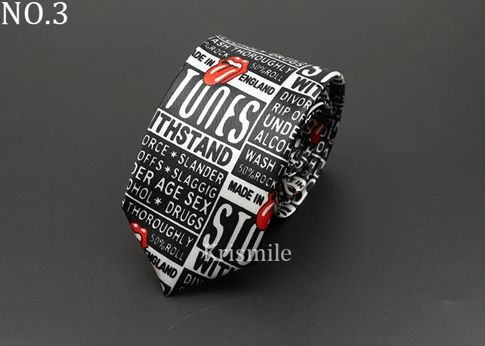 Fashion Casual Tie 5cm Skinny Slim Necktie Printing Skull Poker Smiling Face Symbol Hip Hop Boy Novelty Accessories Necktie Gift