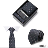 2023 New Style Wedding Gift Tie Pocket Squares Set Necktie Box Men Solid Black Suit Accessories Fit Wedding