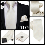 Hi-Tie Cravate de mariage en soie à motif floral, couleur champagne ivoire massif, pour homme, de qualité, avec boutons de manchette, tendance, pour entreprise, livraison directe
