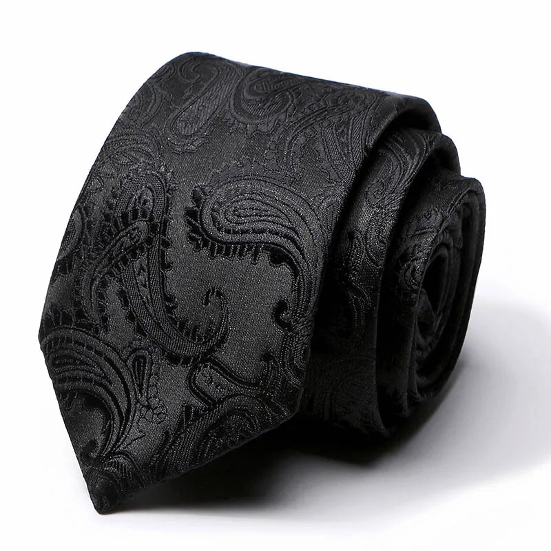 Cravate classique en soie pour homme, 48 couleurs, 7,5 cm, de luxe, à rayures, fine, pour costume, mariage, fête