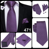 Hi-Tie – Cravate de mariage en soie violette unie à motif cachemire pour homme, ensemble de qualité avec boutons de manchette et mouchoir, cadeau tendance, livraison directe
