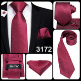 Hi-Tie Coffret cadeau cravate homme vin rouge bordeaux cachemire soie mariage cravate pour homme design tendance qualité mouchoir boutons de manchette livraison directe