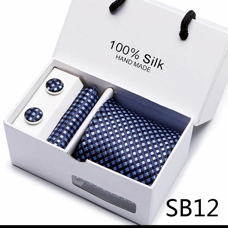 Cravates de marque 100 % soie, coffret cadeau, bureau, homme, classique, fête, mariage, rayées, 7,5 cm, soie, mariage, motif floral, cravate, mouchoir