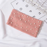 Bow Women's Headbands Pearls Head Bands Knitted Turban Bandana Autumn Winter Elastic Hairband Warm Hair Accessories Headdress