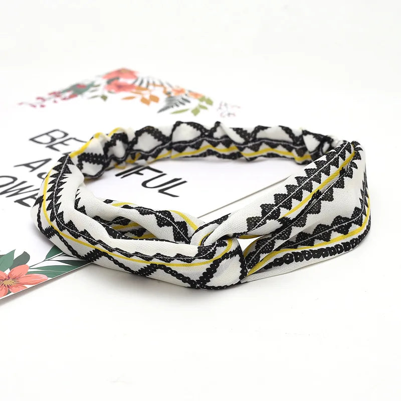2020 Fashion Bohemian Headband Print Hairbands For Women Girls Vintage Cross Knot Turban Bandanas Headwear Hair Accessories