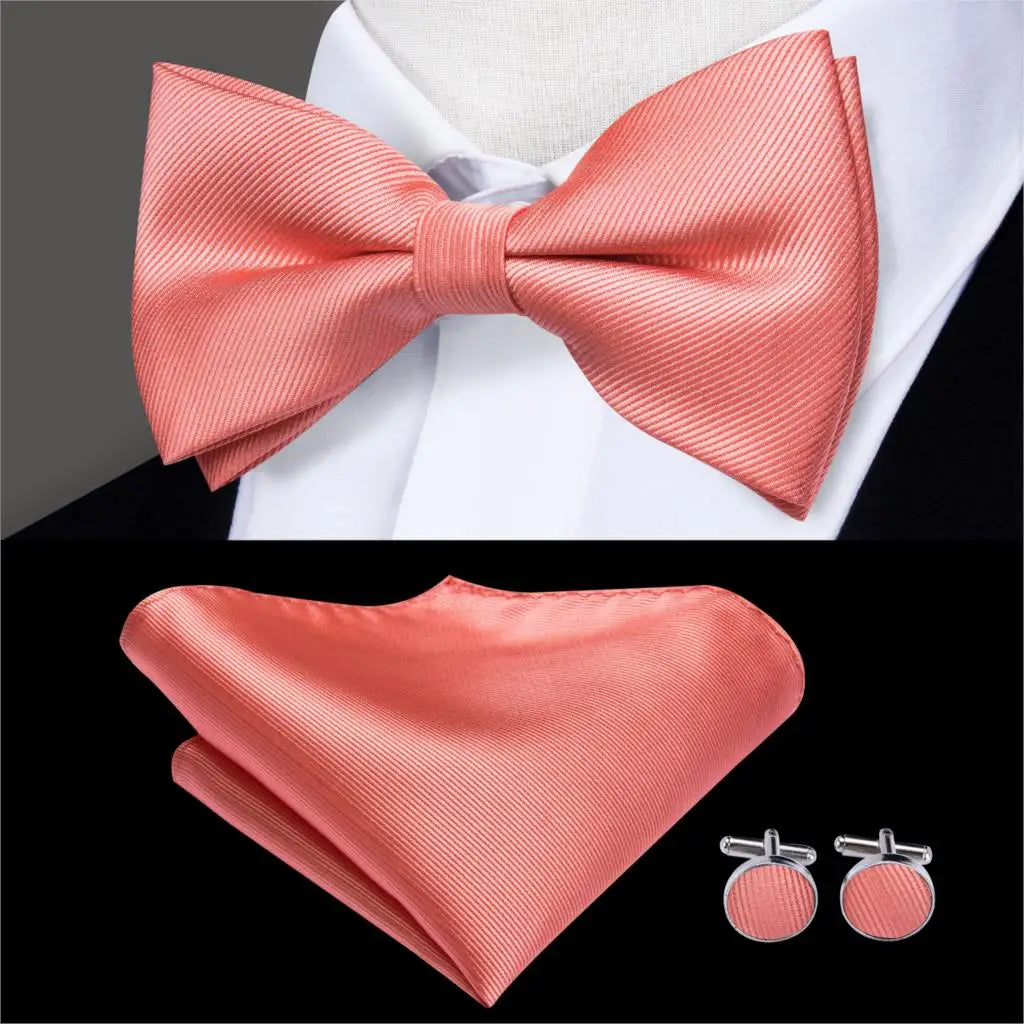 Hi-Tie Nœuds papillon verts de Noël pour hommes Cravate papillon en soie Ensemble de boutons de manchette et mouchoirs pour fête de mariage Nœud papillon uni à carreaux cachemire