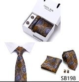 Cravates de marque 100 % soie, coffret cadeau, bureau, homme, classique, fête, mariage, rayées, 7,5 cm, soie, mariage, motif floral, cravate, mouchoir