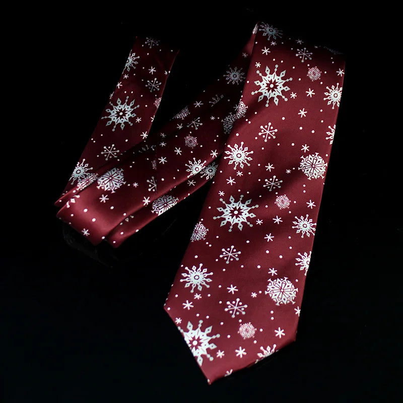 JEMYGINS Cravates de Noël pour hommes 9 cm en soie rouge de bonne qualité, ensemble de pinces à cravate imprimées pour fête, mariage, festival, cadeau